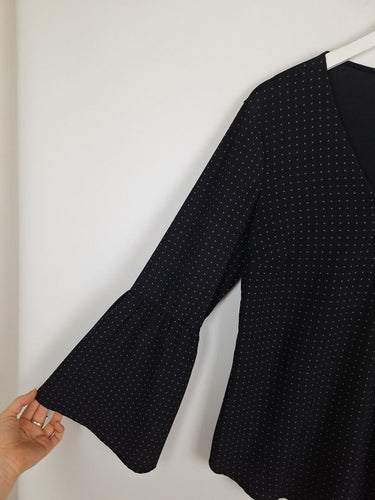 Second-Hand - Witchery Sleek Polka Dot V Neck Top Size XS - SwapUp