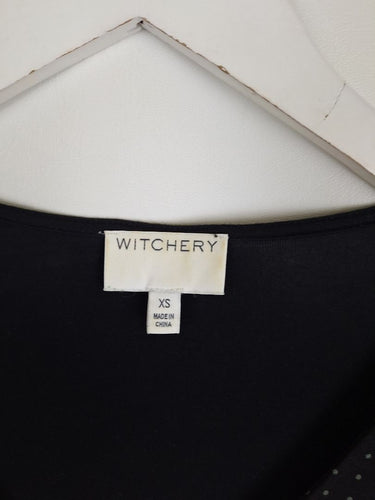 Second-Hand - Witchery Sleek Polka Dot V Neck Top Size XS - SwapUp