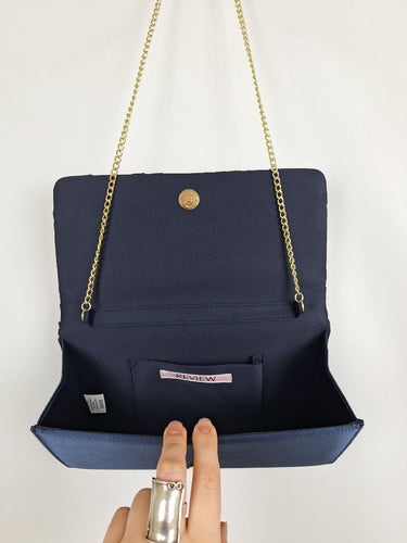 Second-Hand - Review Navy Satin Draped Evening Clutch - SwapUp