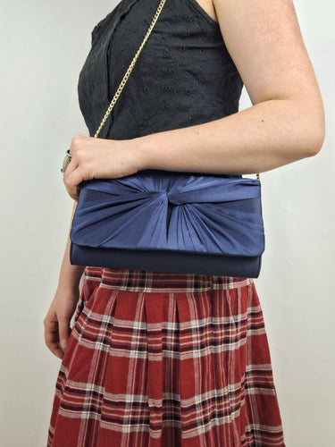 Second-Hand - Review Navy Satin Draped Evening Clutch - SwapUp