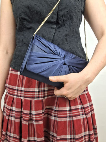 Second-Hand - Review Navy Satin Draped Evening Clutch - SwapUp