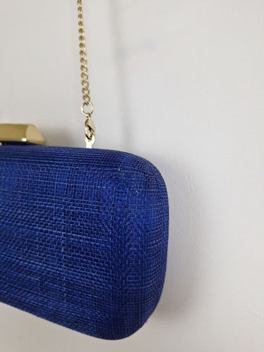 Second-Hand - Olga Berg Azure Textured Structured Evening Clutc - SwapUp