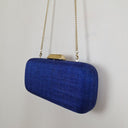 Second-Hand - Olga Berg Azure Textured Structured Evening Clutc - SwapUp