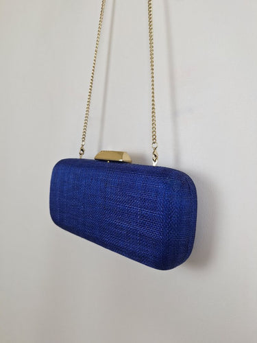 Second-Hand - Olga Berg Azure Textured Structured Evening Clutc - SwapUp