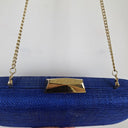 Second-Hand - Olga Berg Azure Textured Structured Evening Clutc - SwapUp