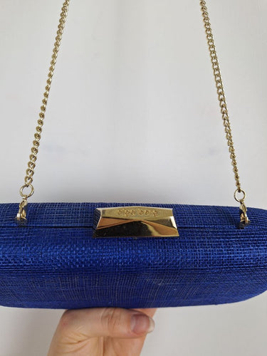 Second-Hand - Olga Berg Azure Textured Structured Evening Clutc - SwapUp