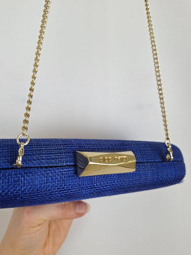 Second-Hand - Olga Berg Azure Textured Structured Evening Clutc - SwapUp