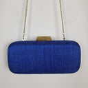 Second-Hand - Olga Berg Azure Textured Structured Evening Clutc - SwapUp