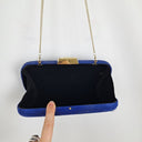 Second-Hand - Olga Berg Azure Textured Structured Evening Clutc - SwapUp