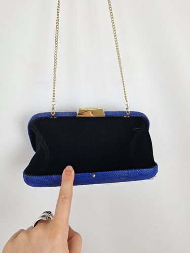 Second-Hand - Olga Berg Azure Textured Structured Evening Clutc - SwapUp