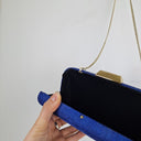 Second-Hand - Olga Berg Azure Textured Structured Evening Clutc - SwapUp