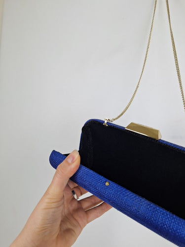 Second-Hand - Olga Berg Azure Textured Structured Evening Clutc - SwapUp