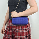 Second-Hand - Olga Berg Azure Textured Structured Evening Clutc - SwapUp