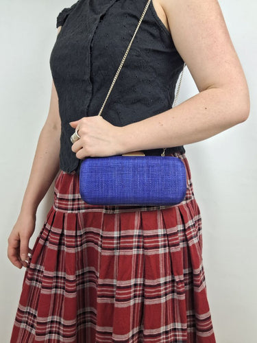 Second-Hand - Olga Berg Azure Textured Structured Evening Clutc - SwapUp