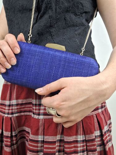 Second-Hand - Olga Berg Azure Textured Structured Evening Clutc - SwapUp