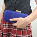 Second-Hand - Olga Berg Azure Textured Structured Evening Clutc - SwapUp