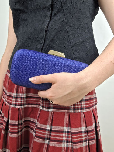 Second-Hand - Olga Berg Azure Textured Structured Evening Clutc - SwapUp
