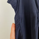 Second-Hand - Queen by Christine Boyle Vintage Navy Boat Neck Cinch Waist Blouse Size S - SwapUp