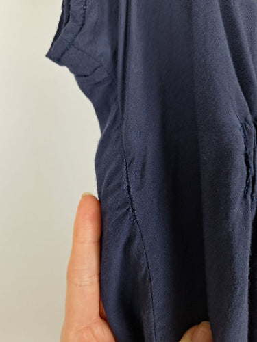 Second-Hand - Queen by Christine Boyle Vintage Navy Boat Neck Cinch Waist Blouse Size S - SwapUp