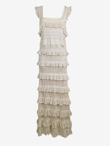 Zimmermann Peal White Lace Ruffle Luna Dress Size 12