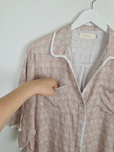 Second-Hand - Mylk Open Side Tie Nutmeg Swirl Top One Size - SwapUp