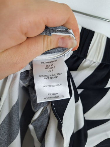 Second-Hand - Sass & Bide Stripe Flare Drape Skirt Size 8 - SwapUp