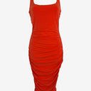 Second-Hand - Kookai Papaya Pink Cinched Summer Midi Dress Size XS - SwapUp