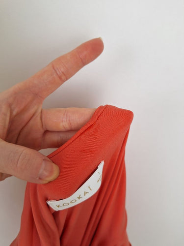 Second-Hand - Kookai Papaya Pink Cinched Summer Midi Dress Size XS - SwapUp