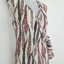 Second-Hand - Wayne Cooper Pastel Feather Print Wrap Dress Size 10 - SwapUp