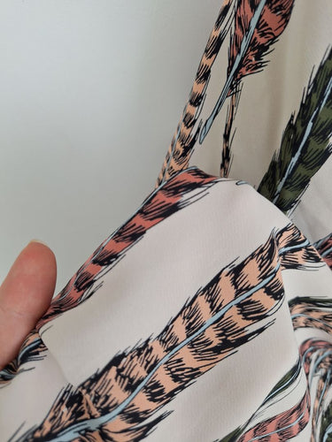 Second-Hand - Wayne Cooper Pastel Feather Print Wrap Dress Size 10 - SwapUp