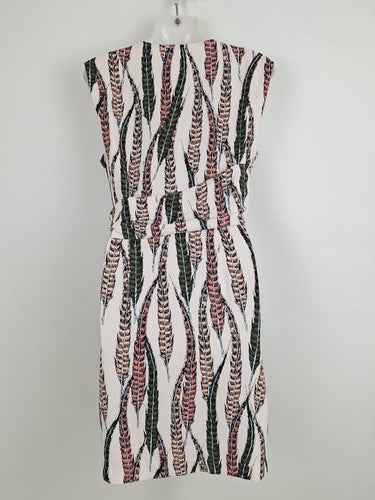 Second-Hand - Wayne Cooper Pastel Feather Print Wrap Dress Size 10 - SwapUp