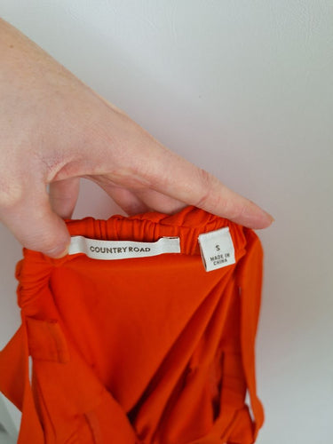 Second-Hand - Country Road Blood Orange Drop Waist Mini Dress Size S - SwapUp