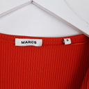 Second-Hand - Marcs Strawberry Ribbed Wrap Top Size S - SwapUp