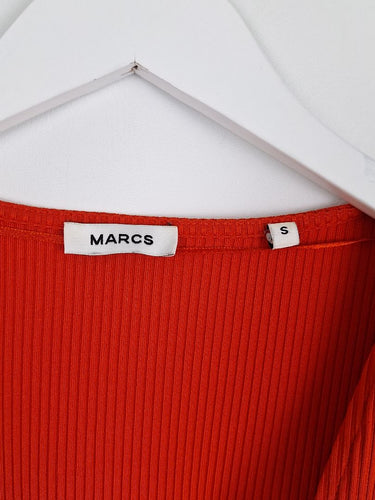 Second-Hand - Marcs Strawberry Ribbed Wrap Top Size S - SwapUp