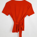 Second-Hand - Marcs Strawberry Ribbed Wrap Top Size S - SwapUp