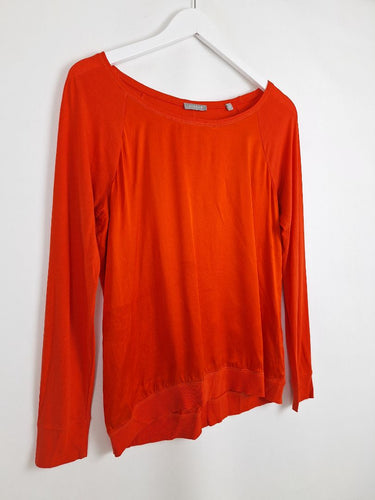 Second-Hand - Jigsaw Grapefruit Silk Panel Raglan Top Size S - SwapUp
