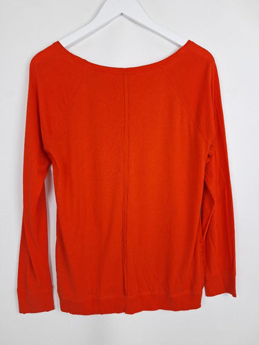 Second-Hand - Jigsaw Grapefruit Silk Panel Raglan Top Size S - SwapUp
