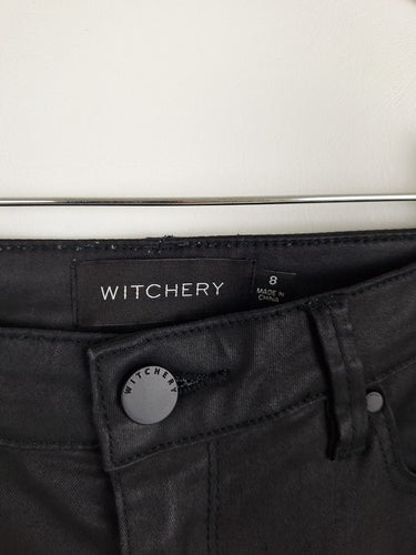Second-Hand - Witchery Coated Black Slim Fit Jeans Size 8 - SwapUp