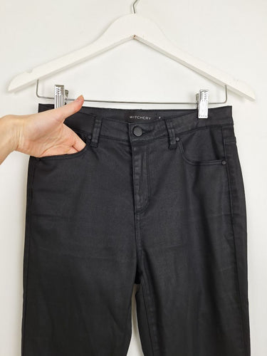 Second-Hand - Witchery Coated Black Slim Fit Jeans Size 8 - SwapUp