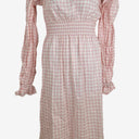 Second-Hand - Sleeper Romantic Gingham Shirred Linen Midi Dress Size S - SwapUp
