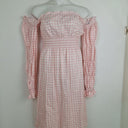 Second-Hand - Sleeper Romantic Gingham Shirred Linen Midi Dress Size S - SwapUp