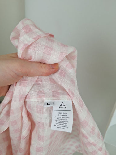 Second-Hand - Sleeper Romantic Gingham Shirred Linen Midi Dress Size S - SwapUp