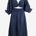 Second-Hand - Aulieude Pretty Shirred Tied Back Linen Midi Dress Size 10 - SwapUp