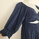 Second-Hand - Aulieude Pretty Shirred Tied Back Linen Midi Dress Size 10 - SwapUp