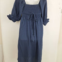 Second-Hand - Aulieude Pretty Shirred Tied Back Linen Midi Dress Size 10 - SwapUp