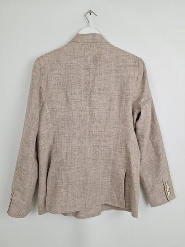 Second-Hand - Witchery Natural Flecked Double Breasted Linen Blazer Size 12 - SwapUp