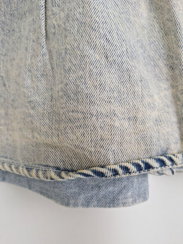Second-Hand - Decjuba Light Wash Ruffle Denim Skirt Size 14 - SwapUp