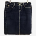 Second-Hand - True Religion Dark Wash Contrast Stitch Skirt Size 12 - SwapUp