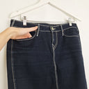 Second-Hand - True Religion Dark Wash Contrast Stitch Skirt Size 12 - SwapUp