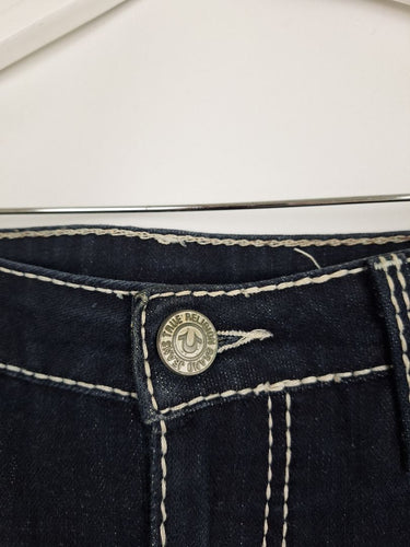 Second-Hand - True Religion Dark Wash Contrast Stitch Skirt Size 12 - SwapUp